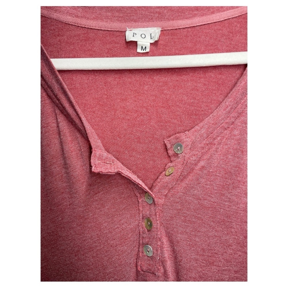 POL Red Henley Long Sleeve Wool Blend Shirt SZ M​​ - Picture 6 of 6